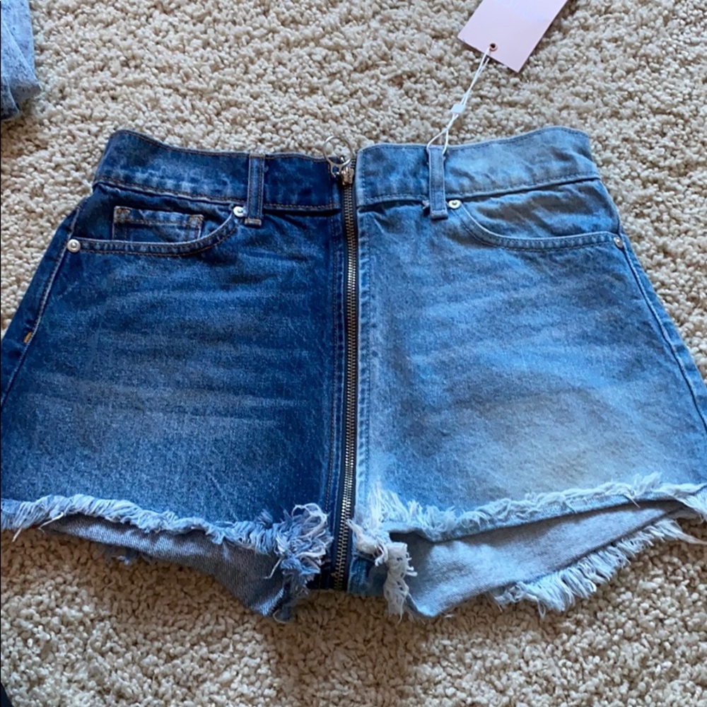 zipper jean shorts